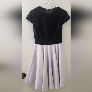 Ted Baker Black and Purple Fit and Flare‎ Dress, Size 1